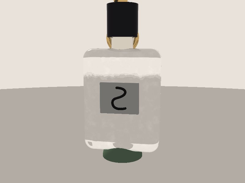 A perfume bottle, with a glass ball and a crown
