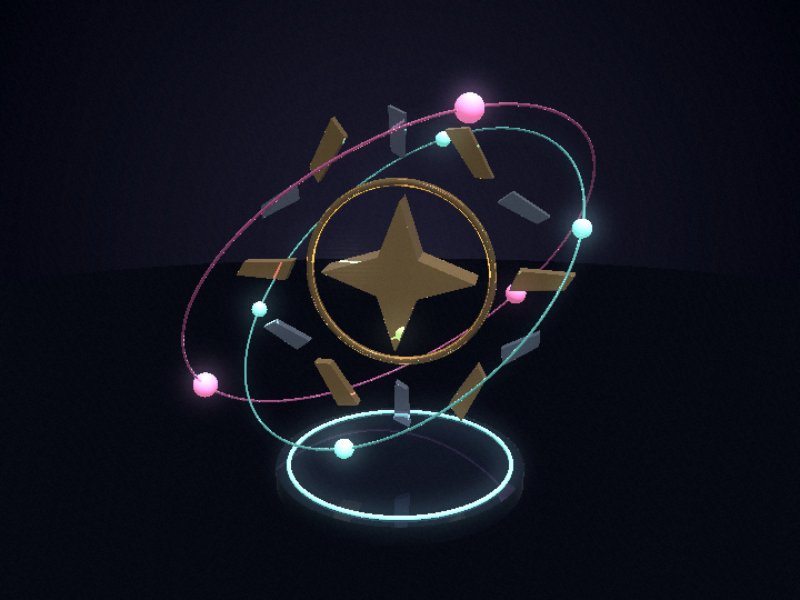 A star orbiting a planet, with a glass ball and a crown
