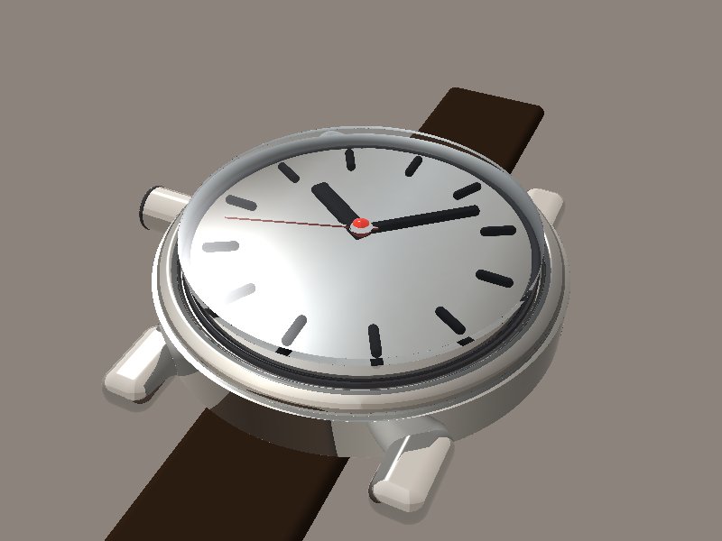 A watch, with a glass ball and a crown